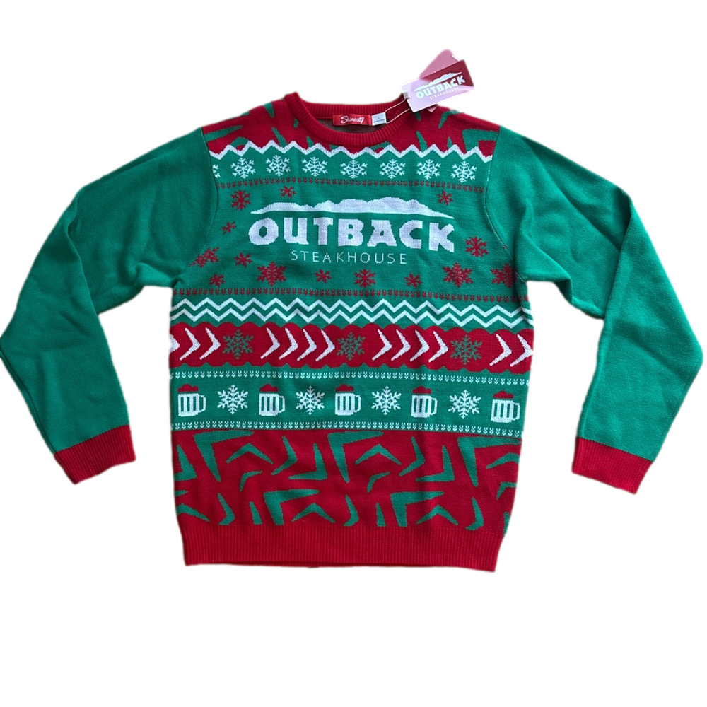 NWT Unisex Shinesty Outback Steakhouse Ugly Christmas Sweater Large